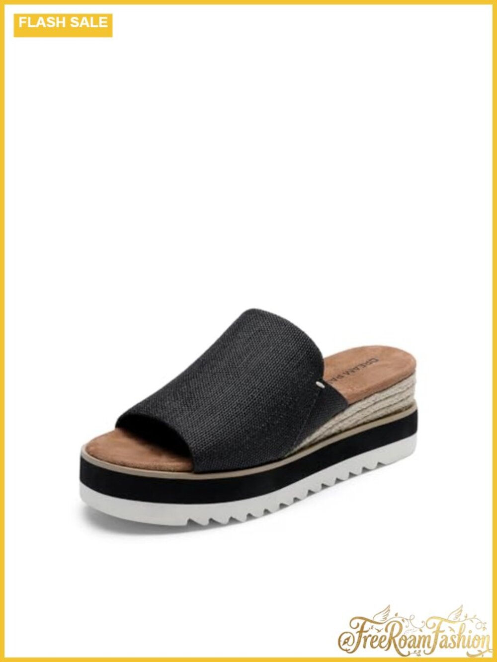 Platform Slip-on Espadrille Sandals Canvas Wedge 2.75in Heel